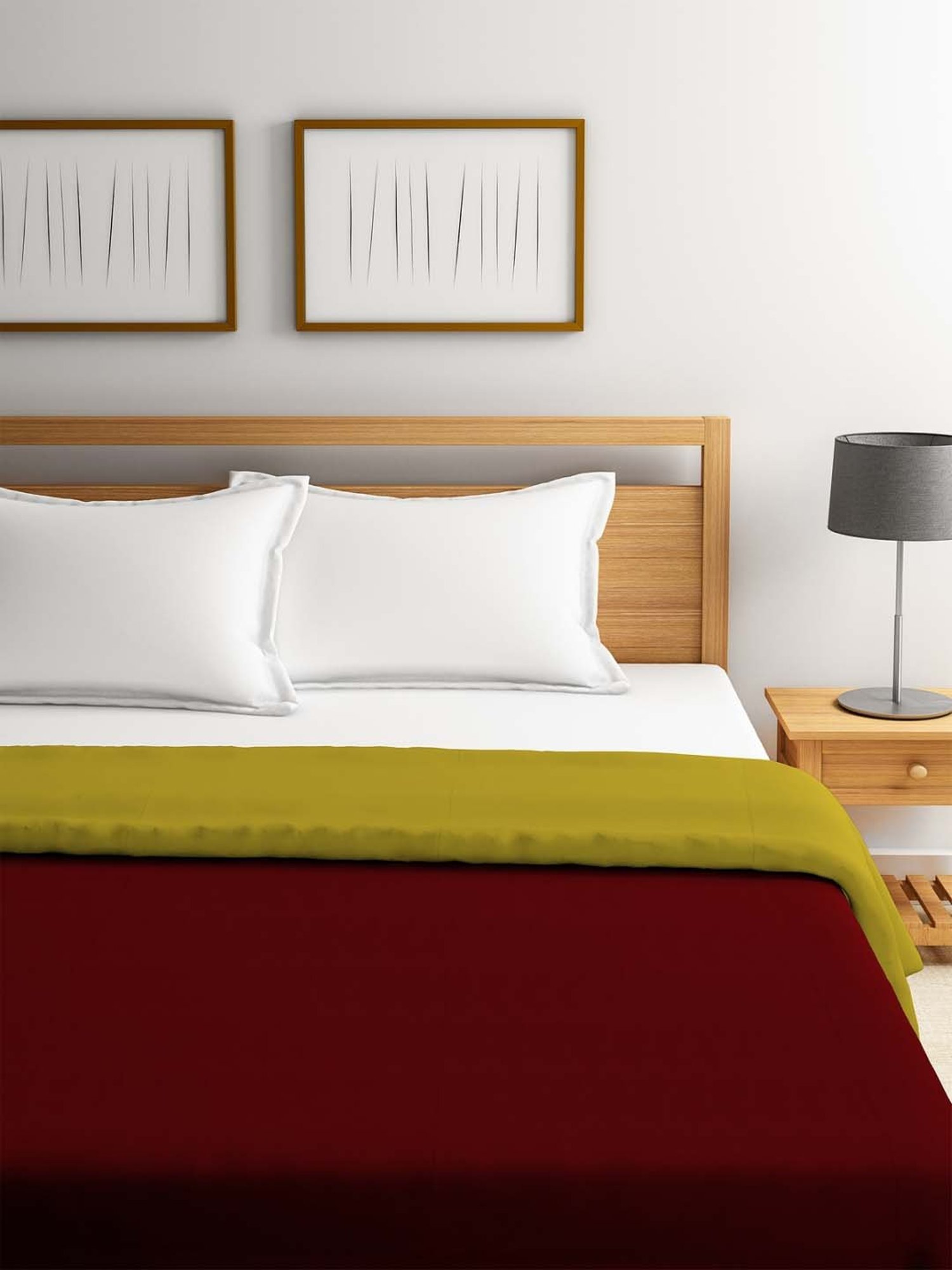 Romee Maroon & Yellow 300 TC Comforter - Set of 1