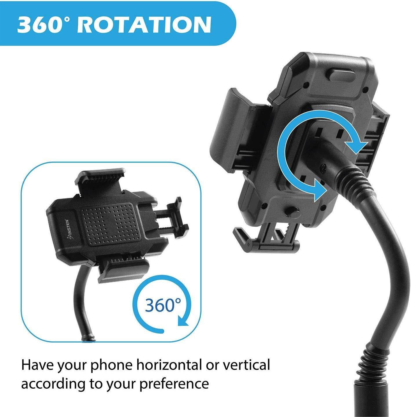 Cup Car Phone Holder, Insten 360 Degree [One Button Release] Long Gooseneck Cup Holder Car Mount Compatible with iPhone 11/11 Pro/ 11 Pro Max/XS/XS MAX/XR/X/8/8+/7/7+, Galaxy S10/S9/S8/Note 9