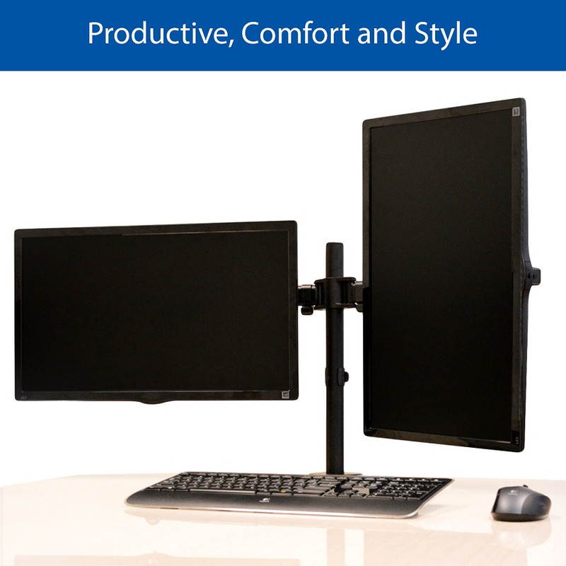 QualGear&reg; 13-27 Inch 3-Way Articulating Dual Monitor Desk Mount