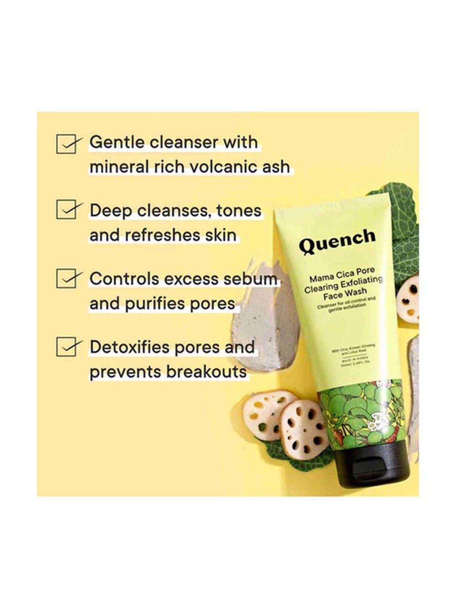 Quench Botanics Mama Cica Pore Clearing Exfoliating Face Wash - 100 ml