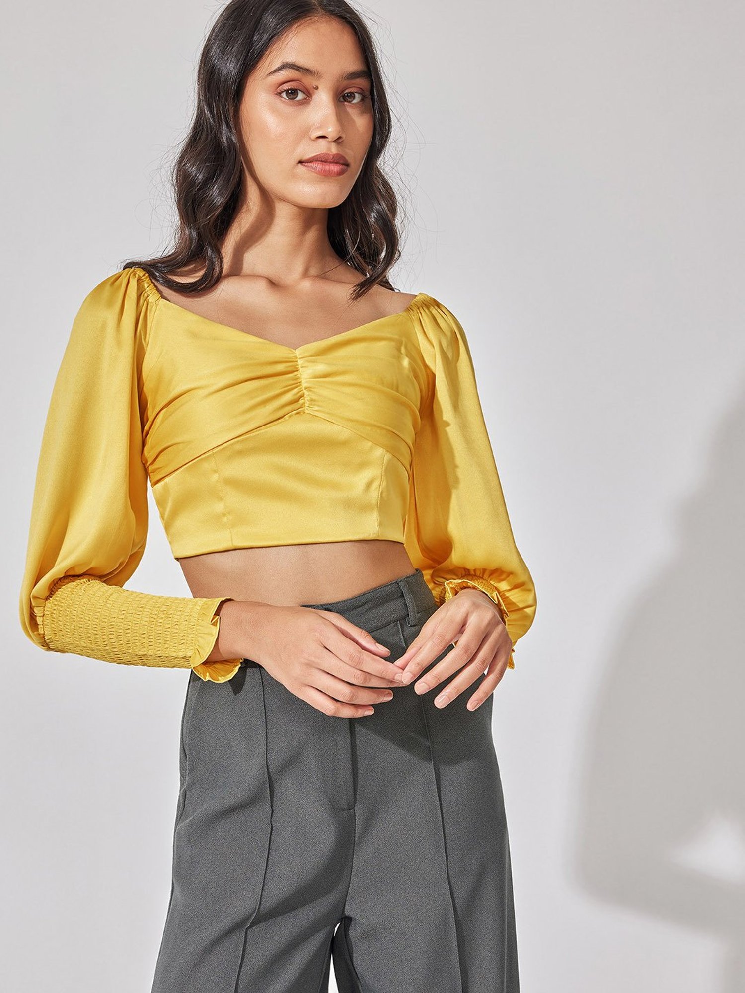 The Label Life Yellow Regular Fit Crop Top