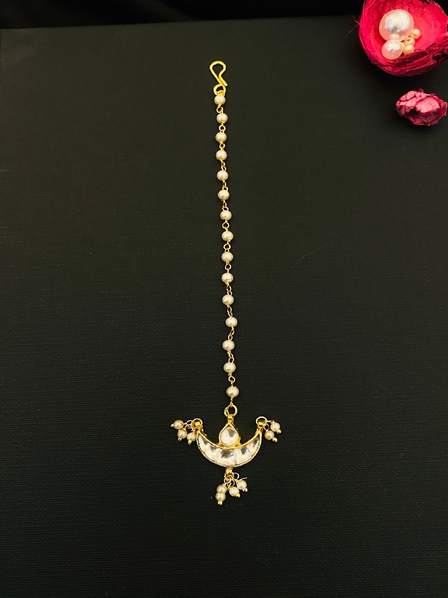 Abdesigns Elite Pachi Kundan Gold-Plated Maang Tikka