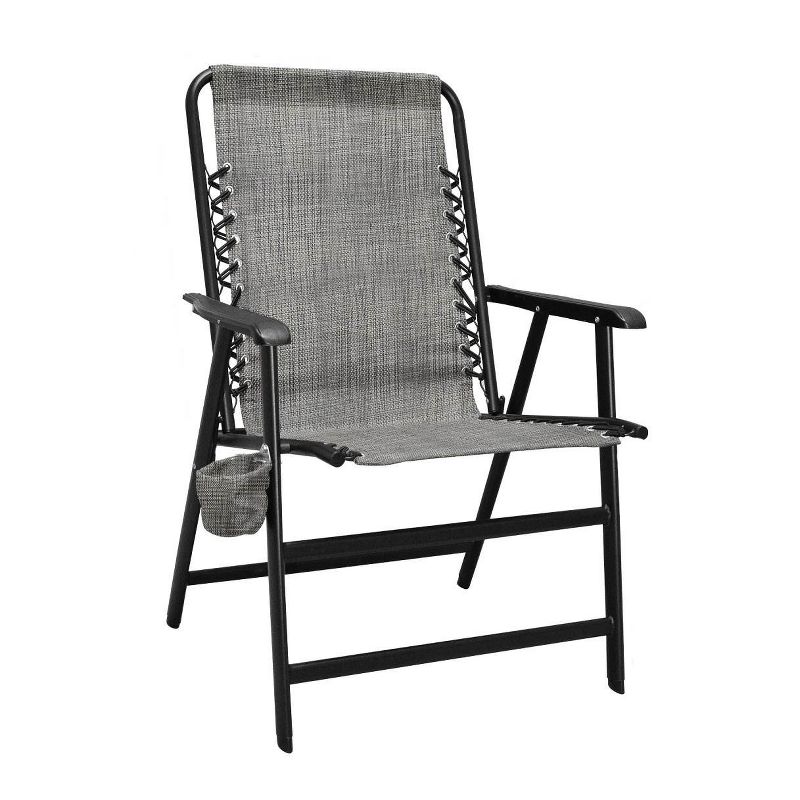 Caravan Canopy Infinity Suspension Folding Chair with Cupholder, Gray (2 Pack)