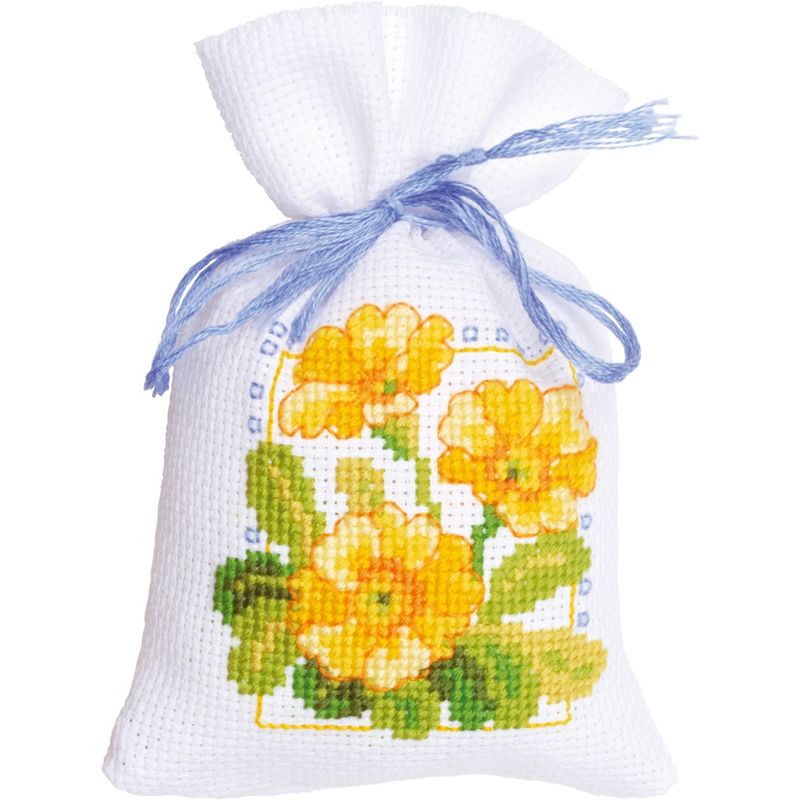 Vervaco Sachet Bags Counted Cross Stitch Kit 3.25"X4.75"-Spring Flowers (18 Count) 3/Pkg
