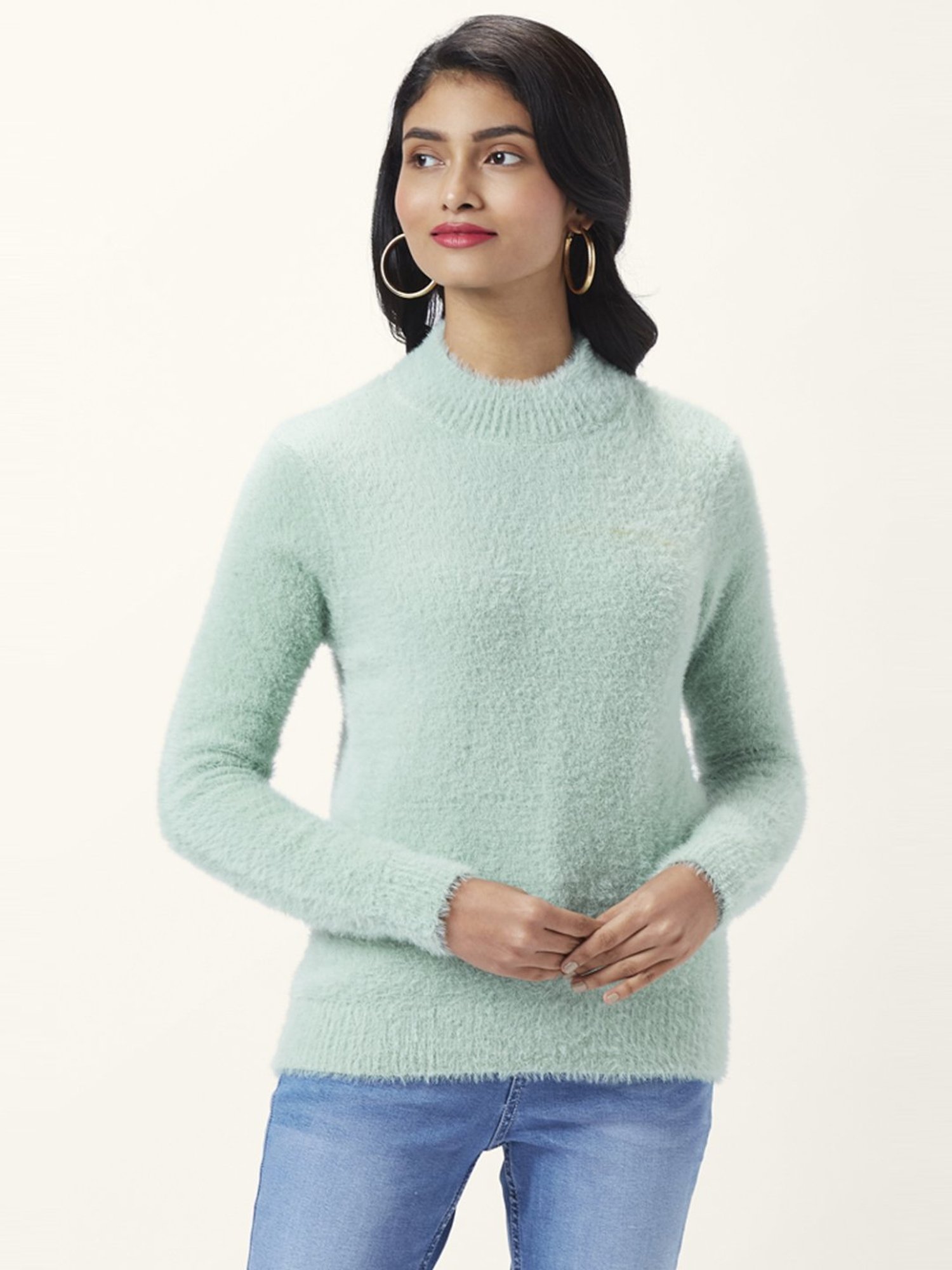 Honey by Pantaloons Green Self Pattern Sweater