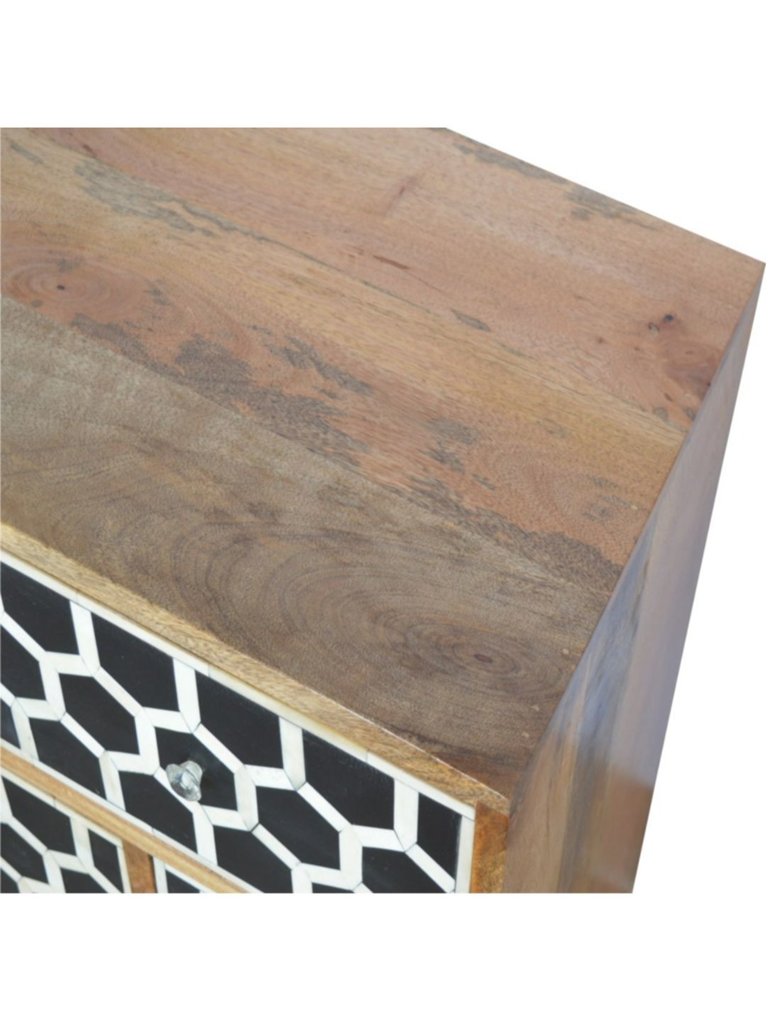 Fabindia Brown Sheesham Wood Textured Cabinet