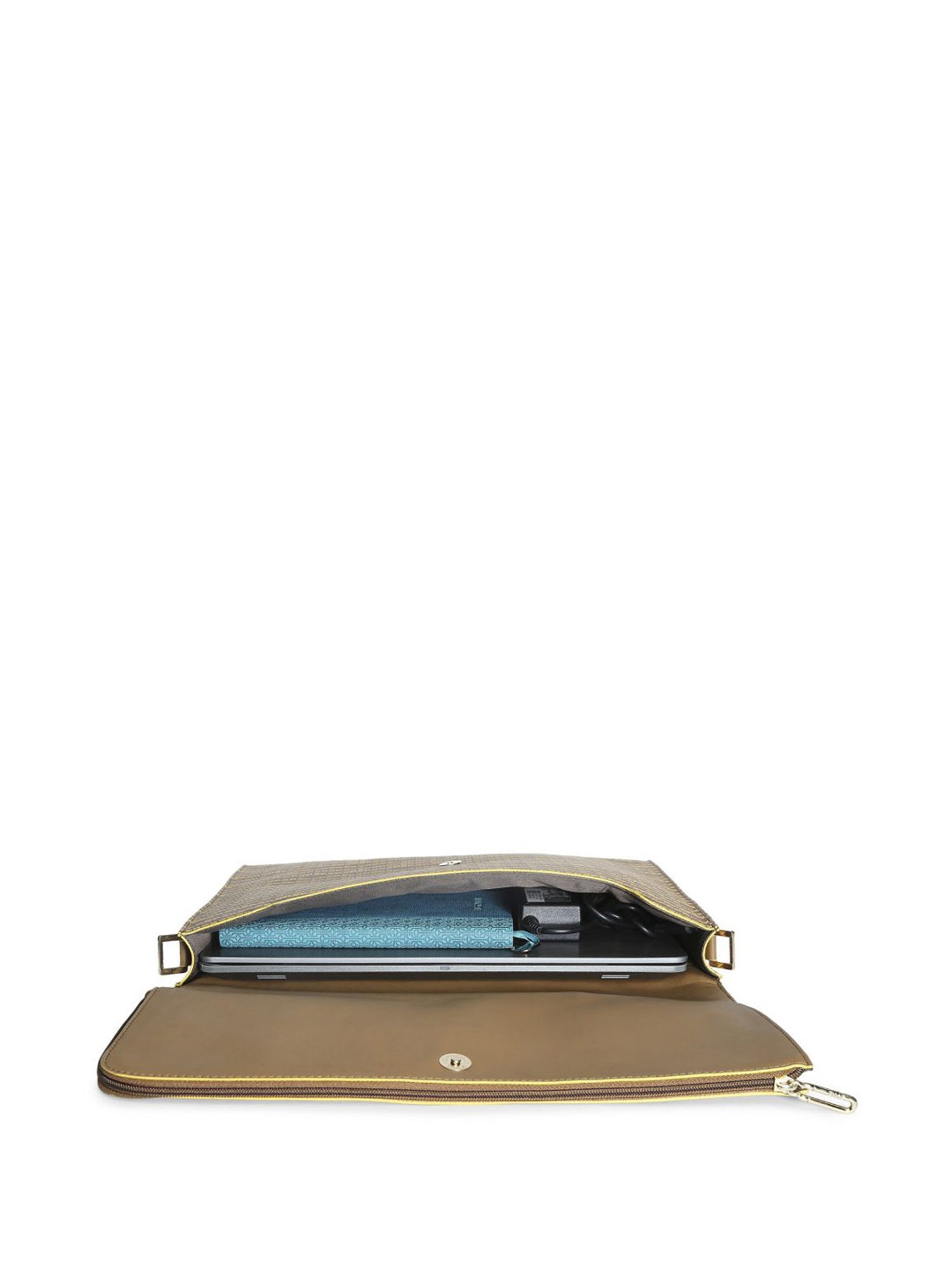 Eume Dragonfly Rubber Brown Leather Printed Laptop Sleeve