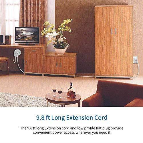 Power Strip with USB  Travel Power Strip Flat Plug 98 ft Extra Long Extension Cord 3 Outlet 2 USB Desktop Charging Ston Wall Mount for Home Dorm Room Office and Cruise Ship White