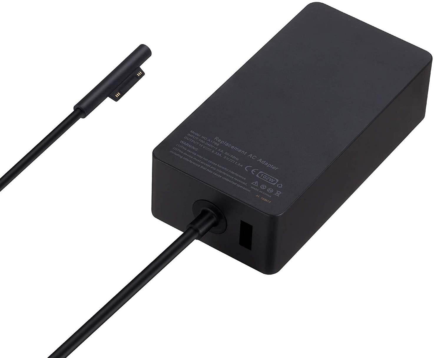 102W 15V 6.33A Power Adapter Charger for Surface Laptop 3 2 1, Surface Pro X Pro 7 Pro 6 Pro 5 Pro 4 Pro 3, Surface Book  1798  and Surface Go with Additional USB Port and 6ft Power Cord