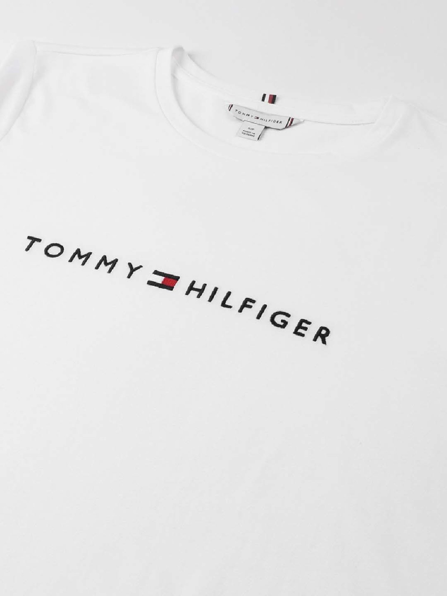 TOMMY HILFIGER White Cotton Logo Print T-Shirt