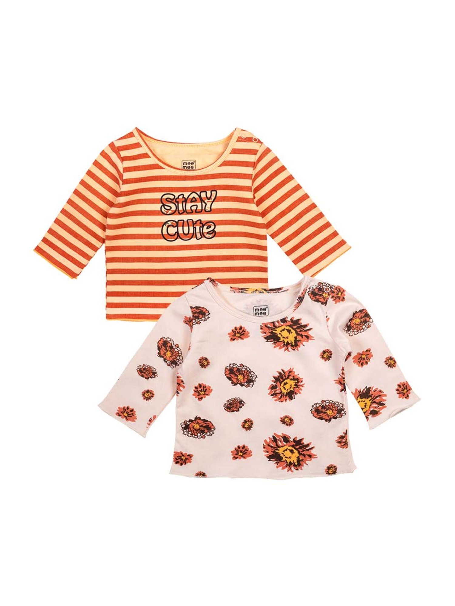 Mee Mee Kids Multicolor Cotton Printed Tops - Pack of 2