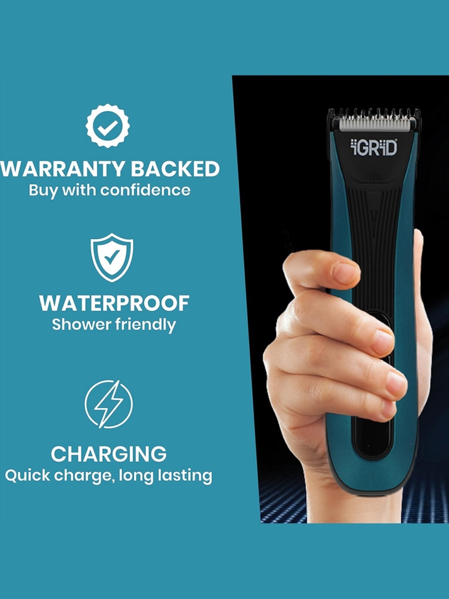 iGRiD IG4015 Groin & Body Trimmer with Ceramic & Curved Stainless Steel Blades, 90 Min Run Time