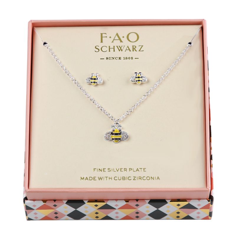 FAO Schwarz Bumblebee Necklace and Earring Set