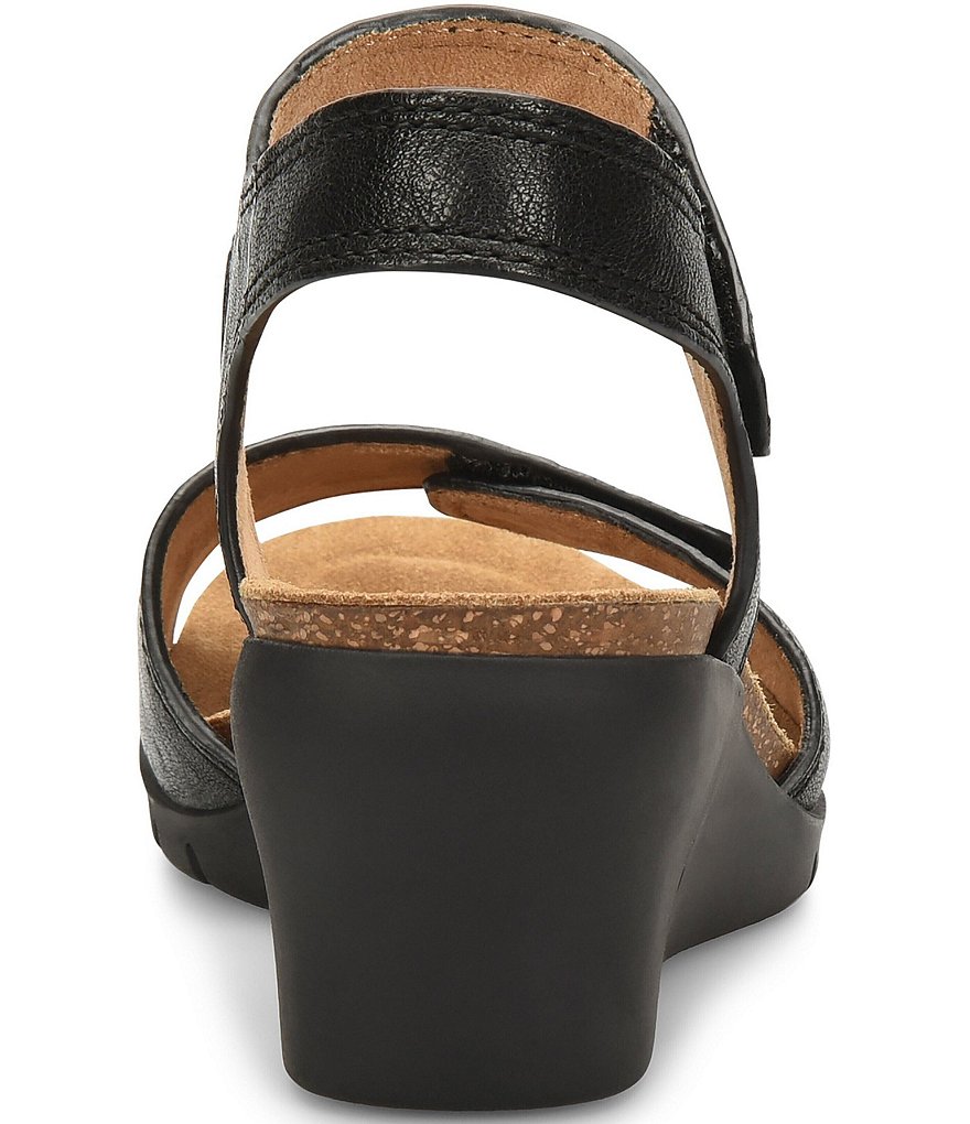 Comfortiva Abria Adjustable Leather Wedge Sandals