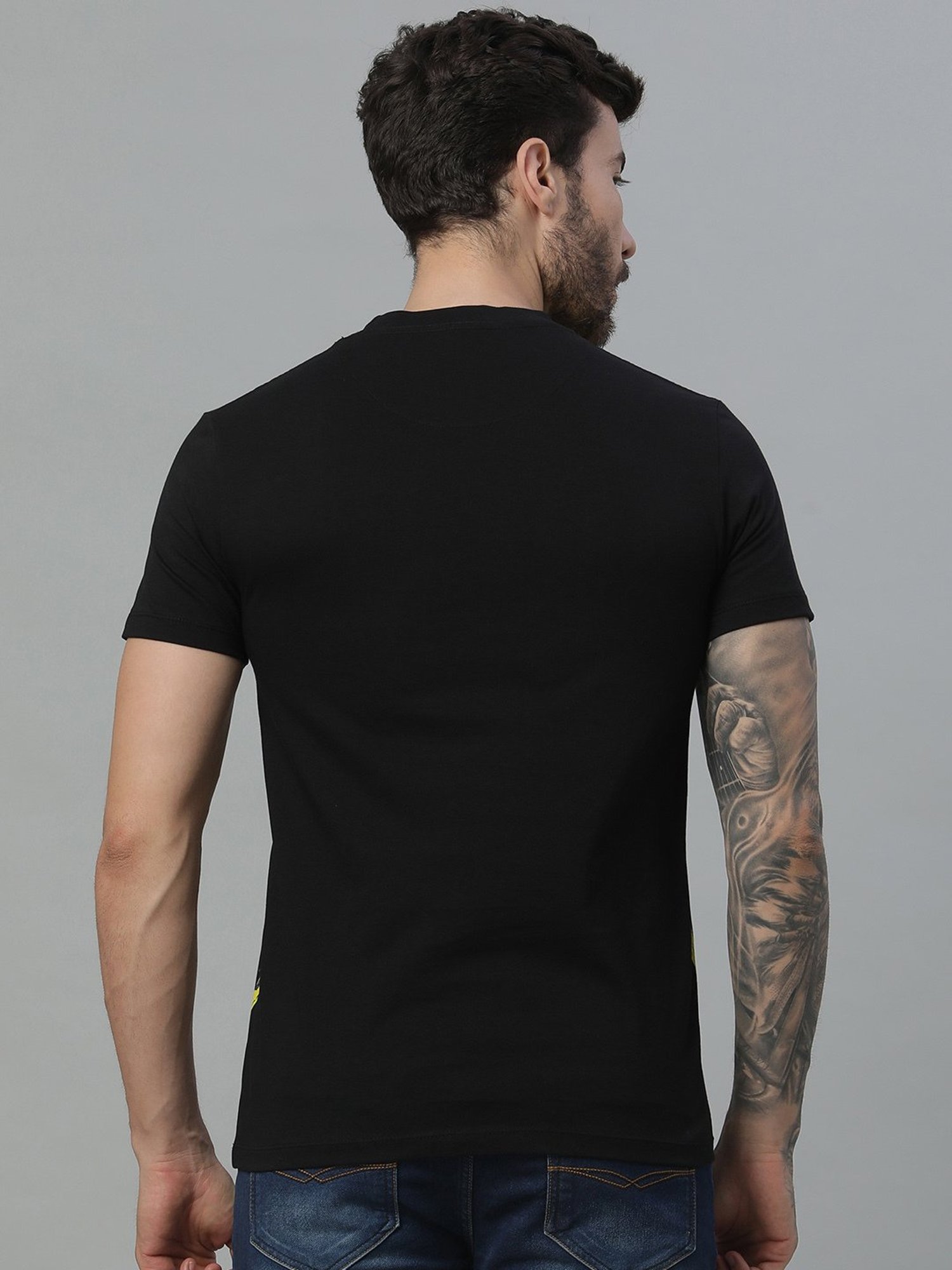 Free Authority Black Regular Fit Printed T-Shirt