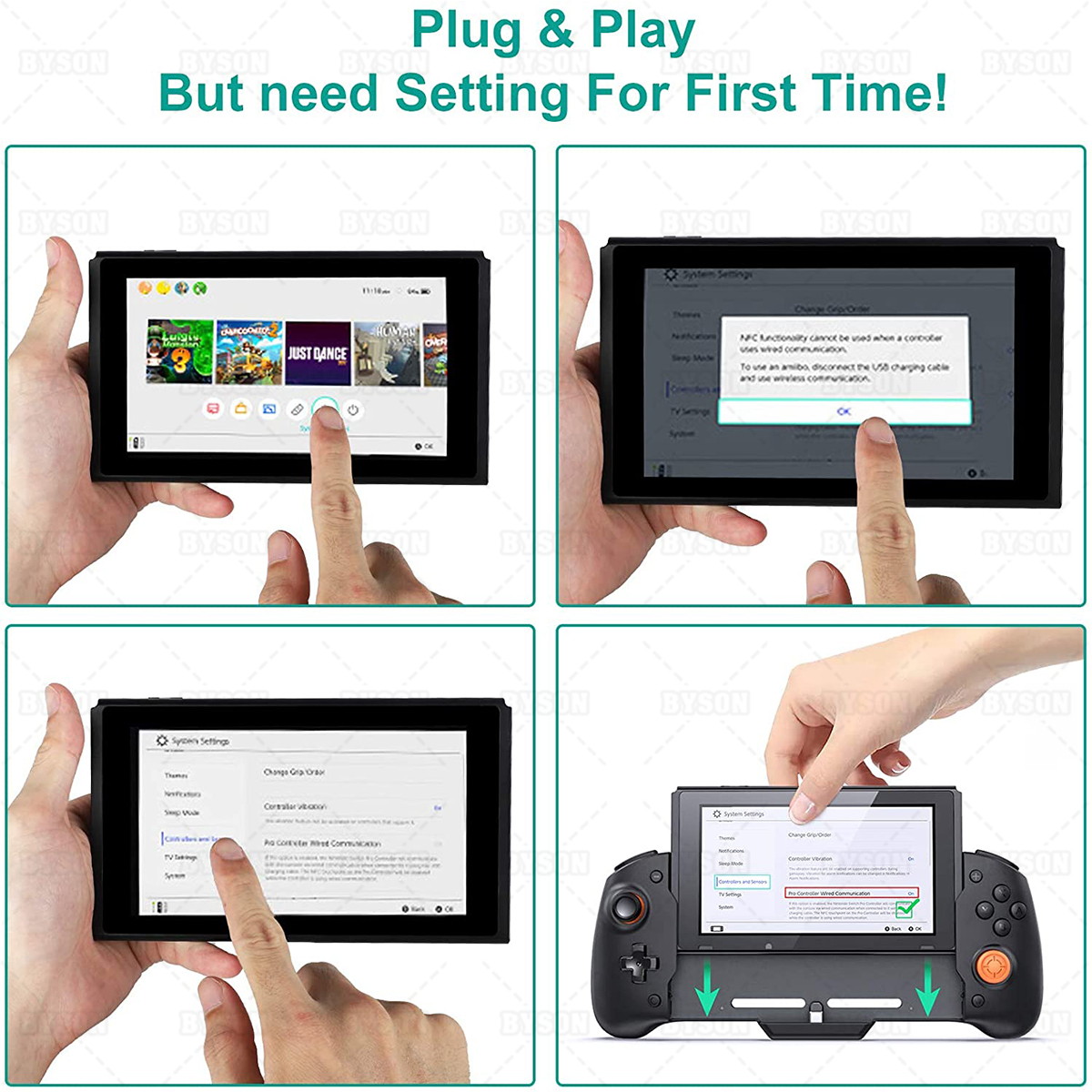 Ackmioxy Controller Compatible with Nintendo Switch, Switch Controller for Nintendo Switch Handheld Mode, Ergonomic Grips and Joypad Pro, Supports Motion Control and Dual Motor Vibration