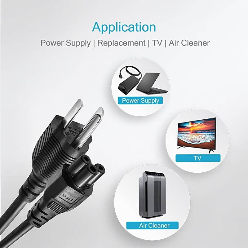 Listed Chanzon 6ft 3 Prong Mickey Mouse Universal AC Power Cord 3 Prong NEMA 515P to IEC320C5 10A 125V for LG TVLaptop Notebook