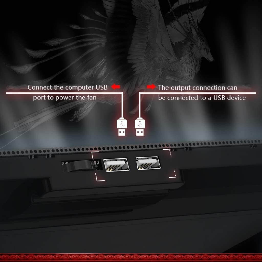 RGB Laptop Cooling Pad with 6 Quiet LED Fans 5 Heights Adjustable and Phone Stand, Dual USB Ports Gaming Laptop Cooler for 11"-18" Gaming Laptops (Blue)