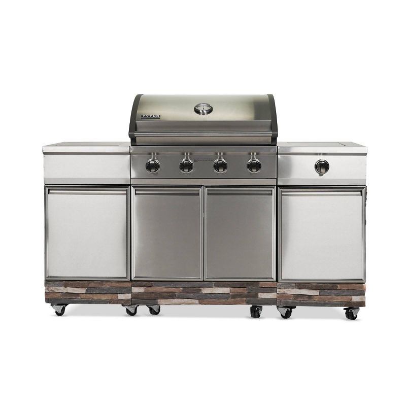 TYTUS 4-Burner Ash Stacked Stone Gas Grill Island TI-404-MGG-LP Slate