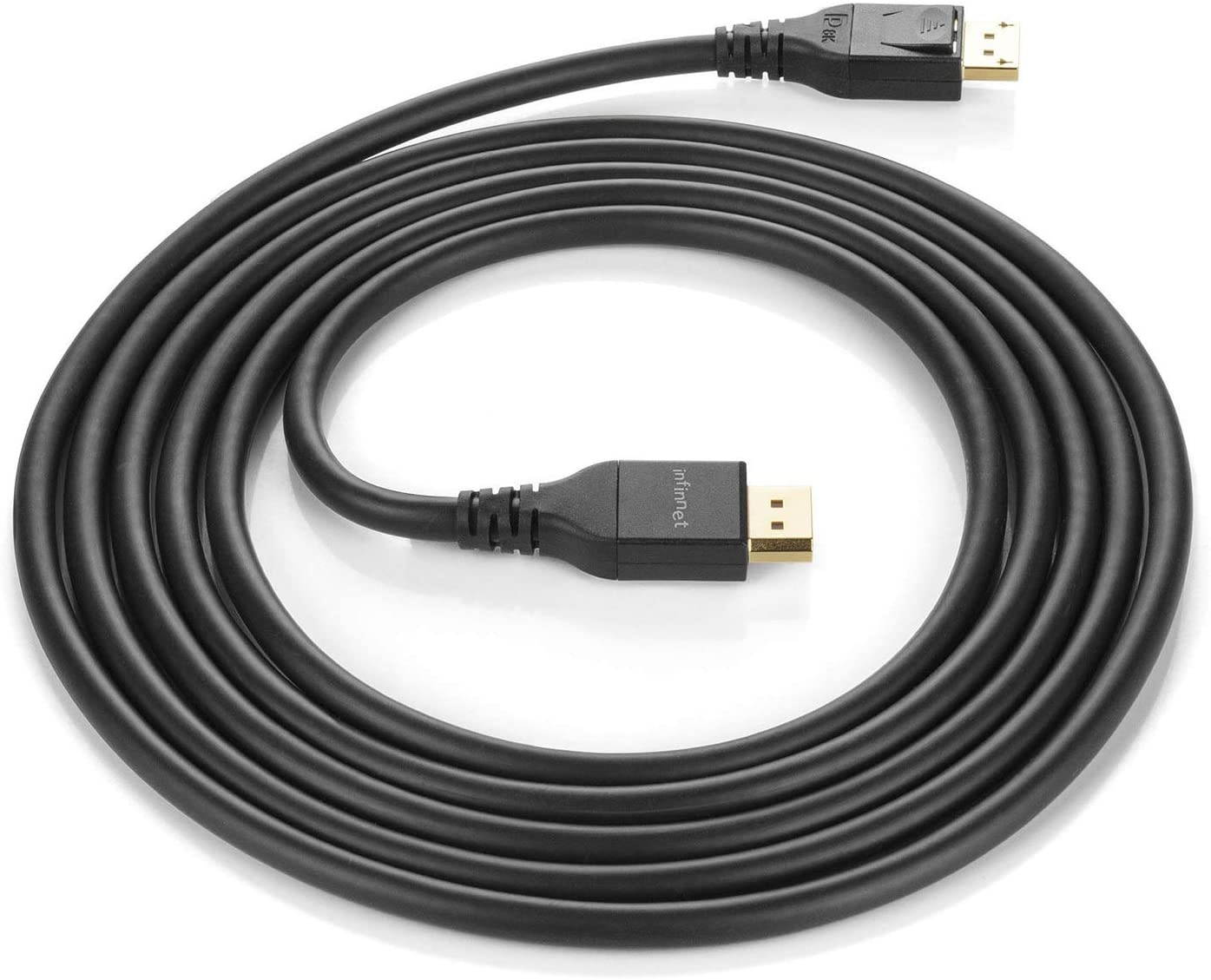 Infinnet DisplayPort 1.4 Cable 8K 60Hz 4K 144Hz 4K 120Hz 2K 280Hz 240Hz 1080p 360Hz DisplayPort to DisplayPort Cable DP 1.4 HBR3 Cord HDR VESA Certified 3 Meters (9.84 ft) Black