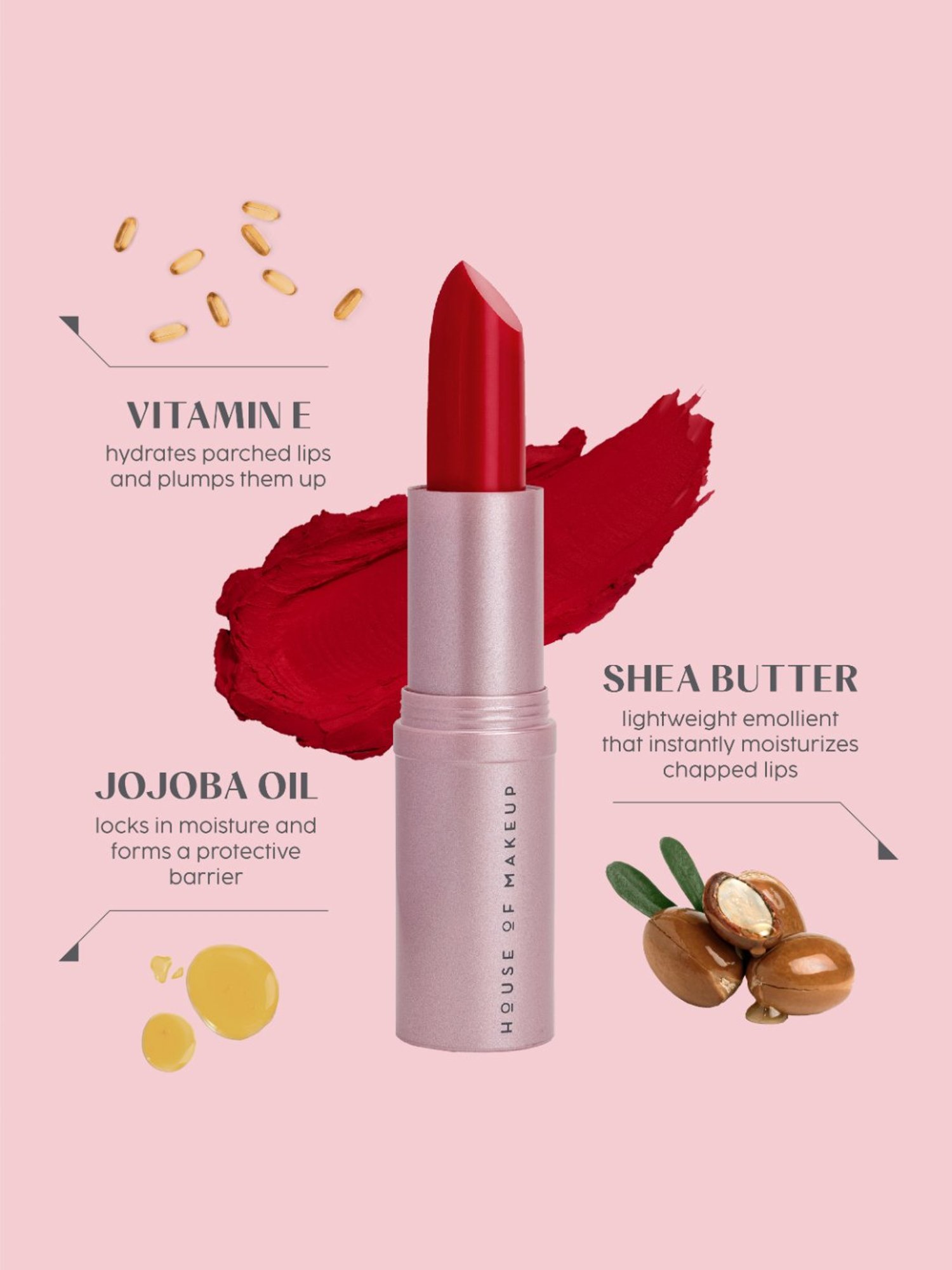House of Makeup Swipe Light Lightweight Matte Lipstick Red Currant - 3.5 gm