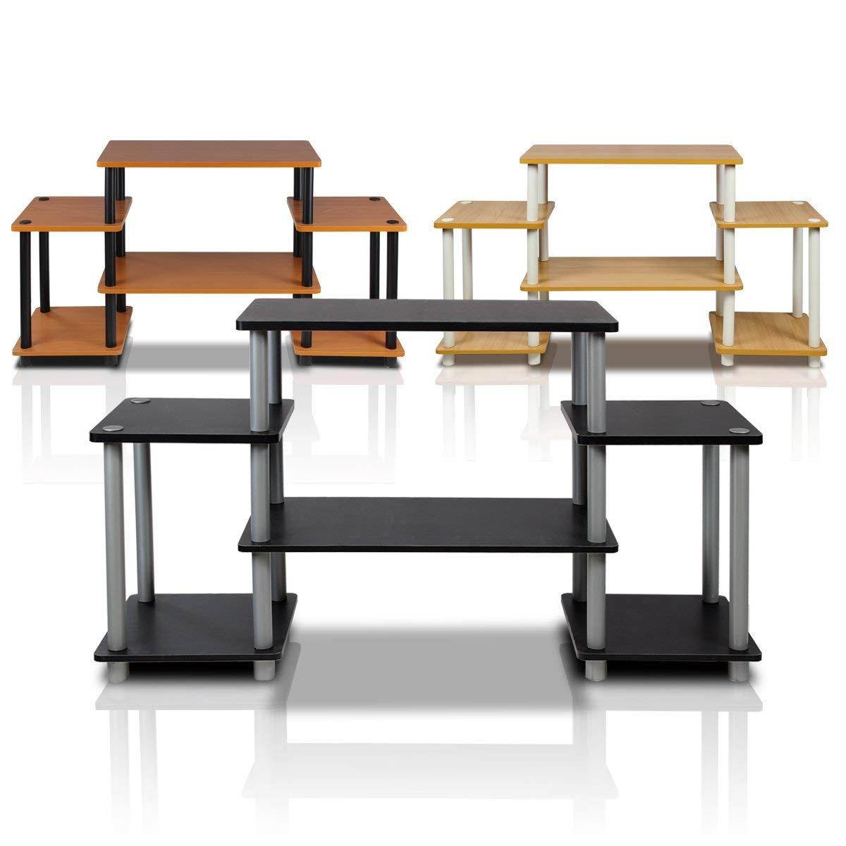 Furinno 11257BK/GY Turn-N-Tube No Tools Entertainment TV Stands, Black/Grey