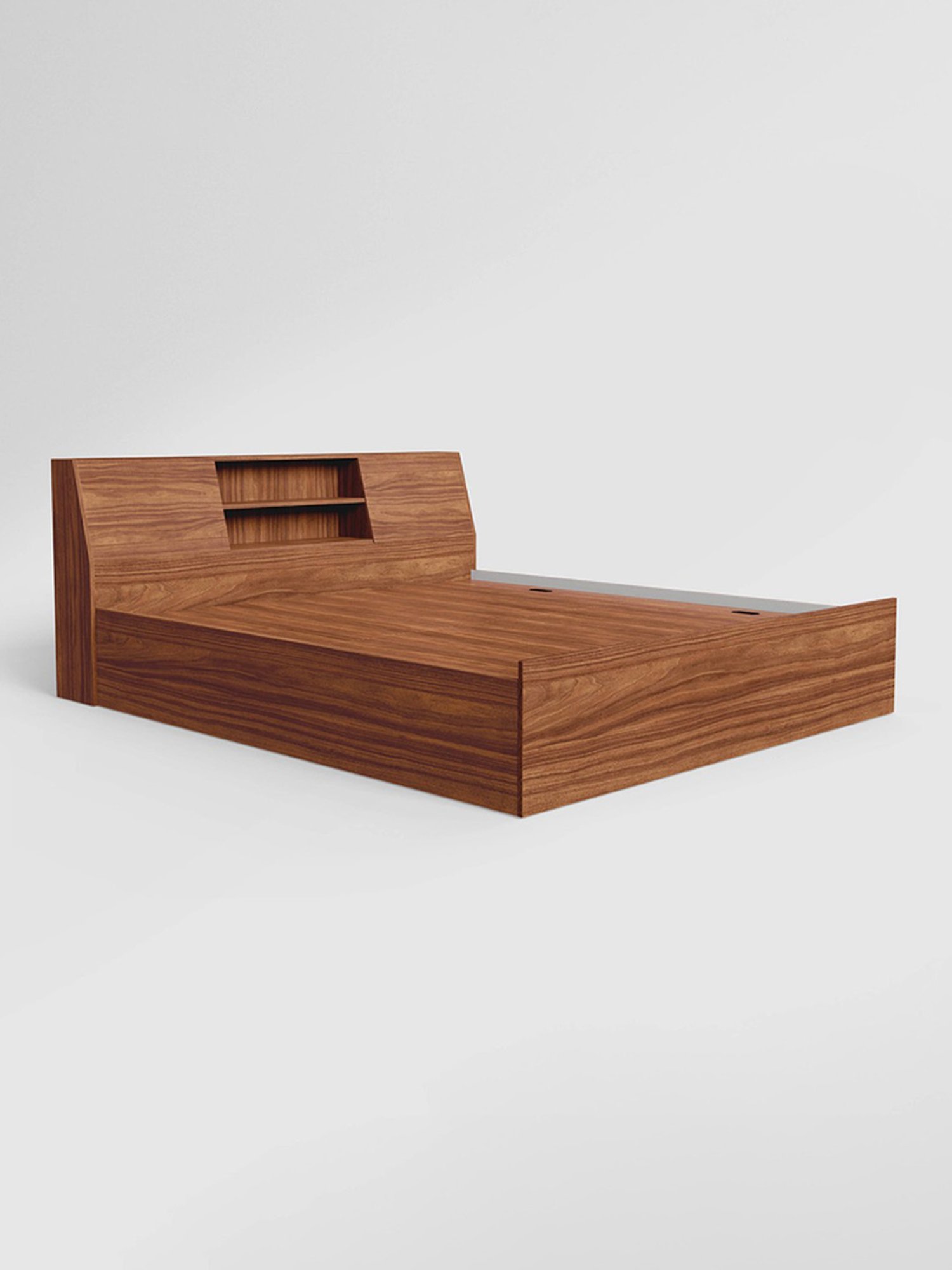 Godrej Interio Alpha Walnut Engineered Wood Queen Bed