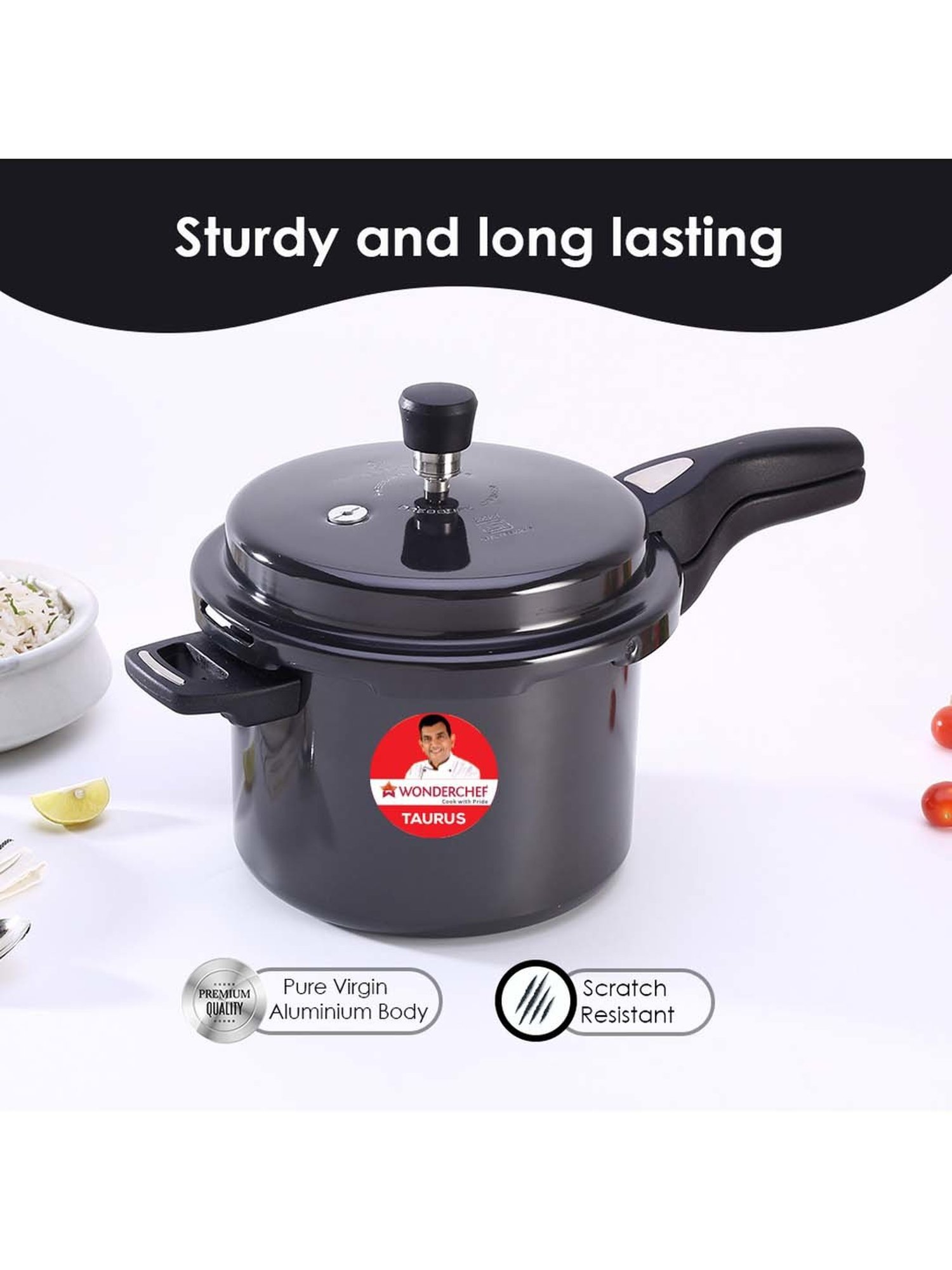 Wonderchef Taurus Hard Anodized Outer Lid Pressure Cooker (5 Liter)