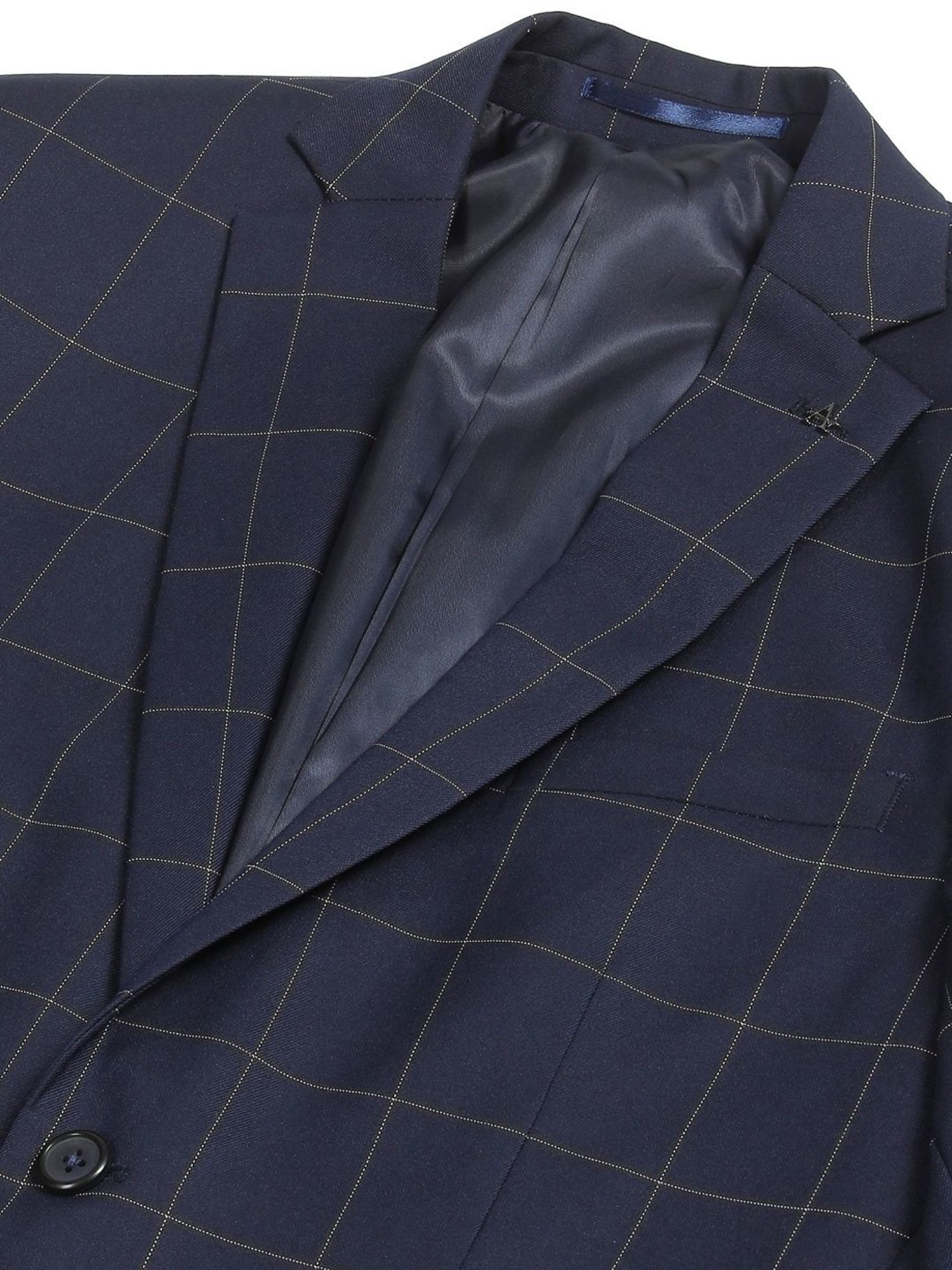 Arrow Navy Regular Fit Checks Three Piece Suit