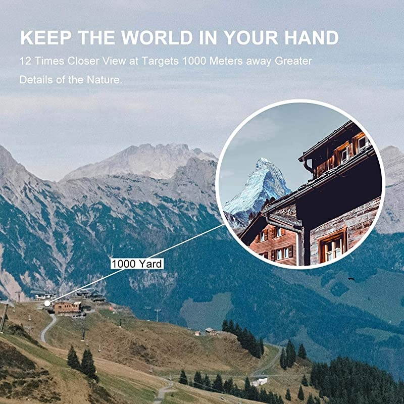 Roof Prism Binoculars for Adults Portable and Waterproof Compact Binoculars with Low Light Night VisionBAK4 Prism FMC Lens HD Clear View for Bird Watching Hunting Travel Concerts