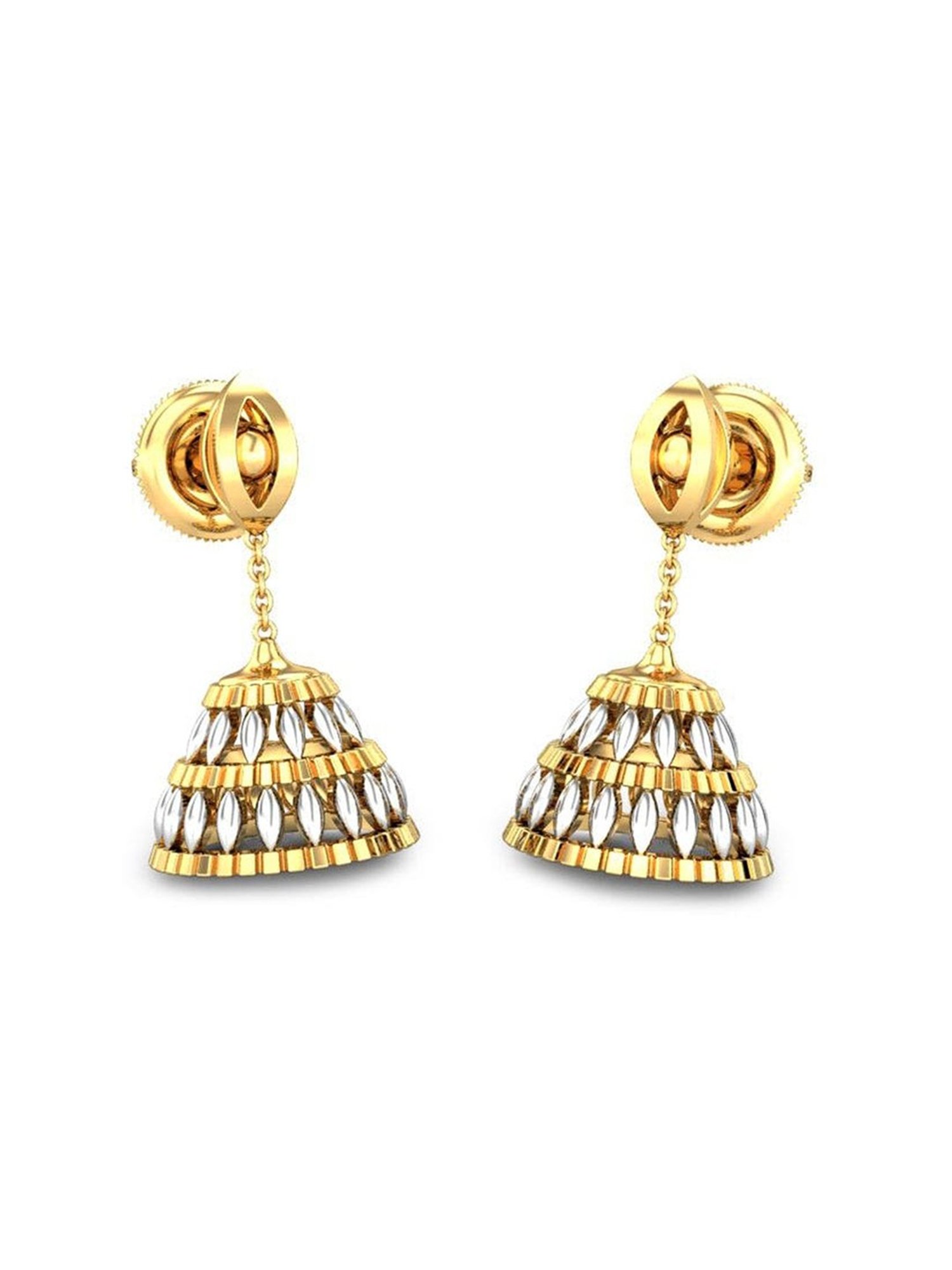 Candere by Kalyan Jewellers Peacock Collection 18k Yellow Gold Jhumki Earrings for Women
