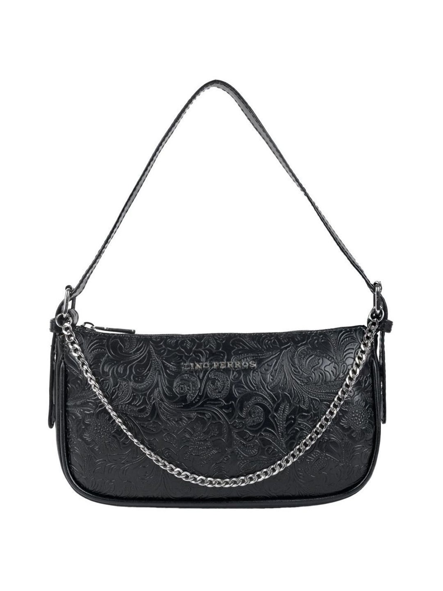 Lino Perros Black Printed Medium Shoulder Handbag