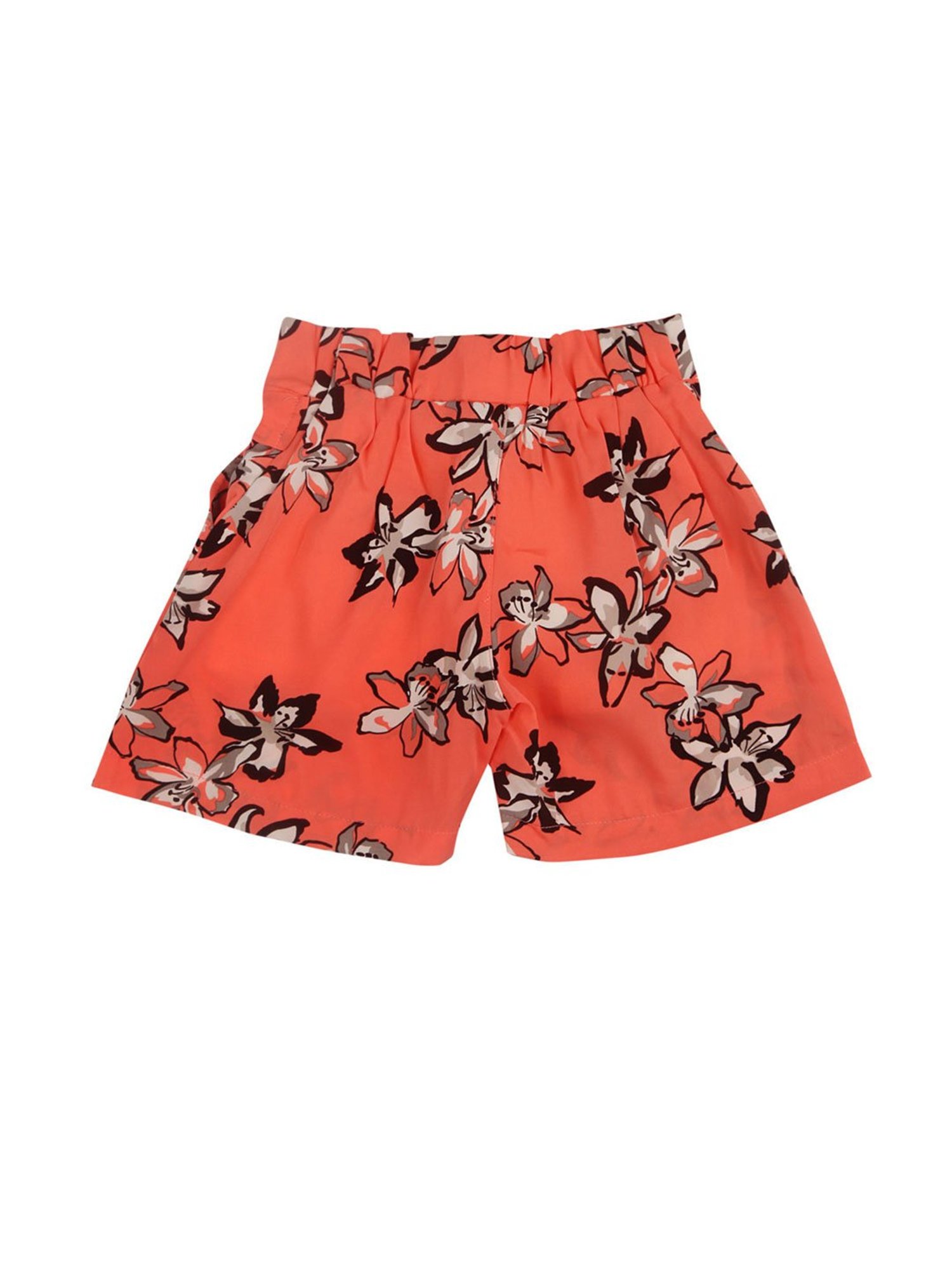 Tiny Girl Kids Peach Floral Print Shorts