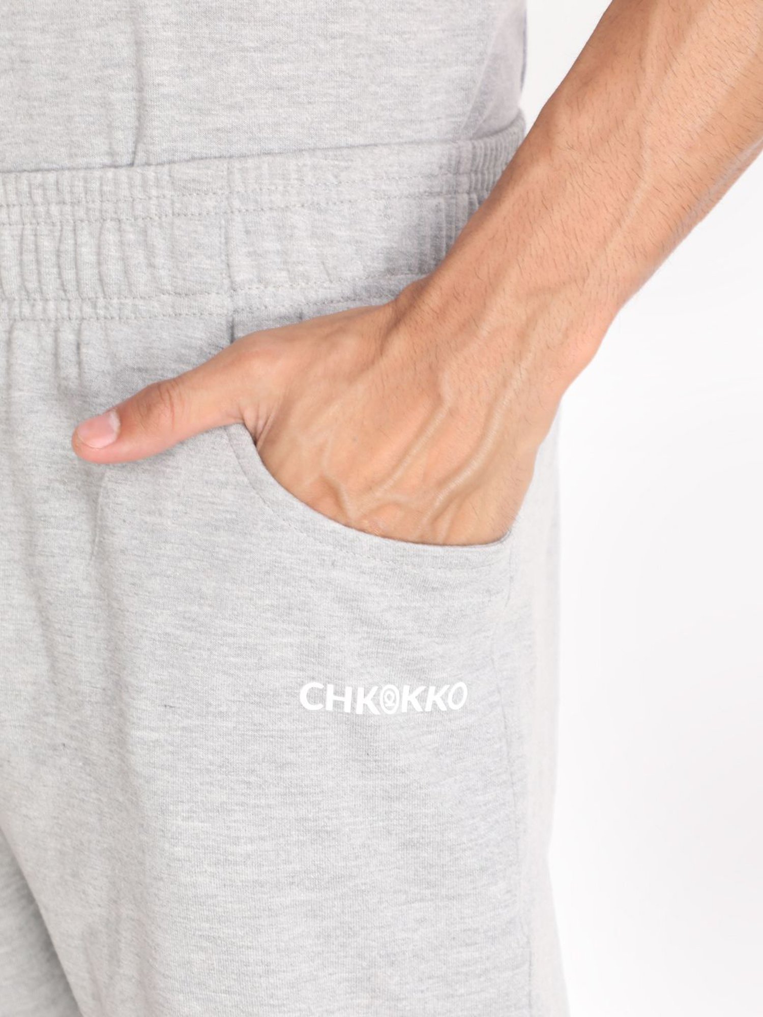 Chkokko Light Grey Cotton Relaxed Fit Track Pants