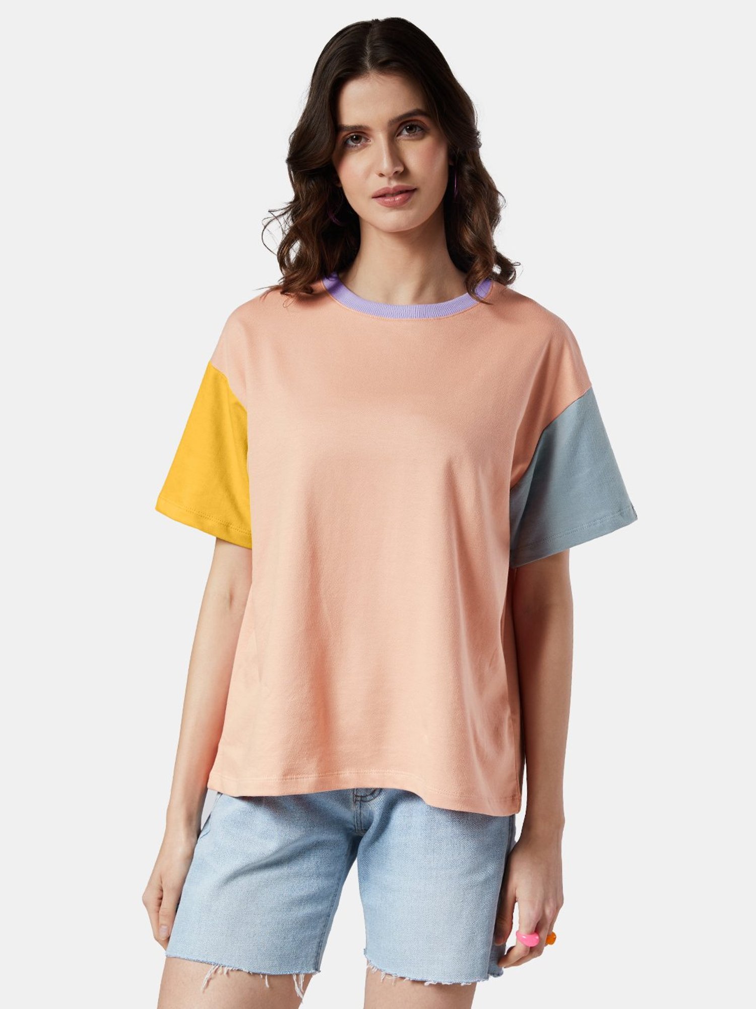 The Souled Store Multicolor Color-Block Oversized T-Shirt