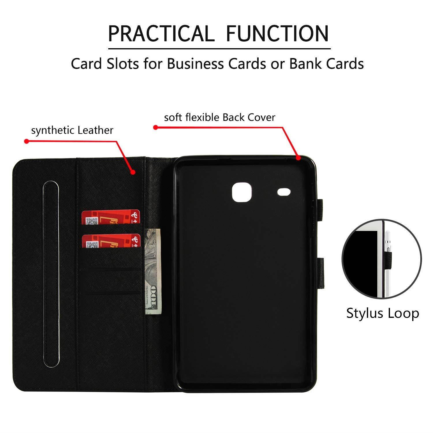 UUcovers Samsung Galaxy Tab E 8.0 Inch T377 Case, Slim Lightweight PU Leather AUTO Wake/Sleep Folio Smart Wallet Case with Cards/Cash Holder for SM-T375/ T377-Peacock Flower