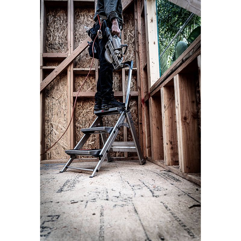 Little Giant Ladder Systems 3-step ANSI Type IA 300 lb Aluminum Stepstool with handrail Gray