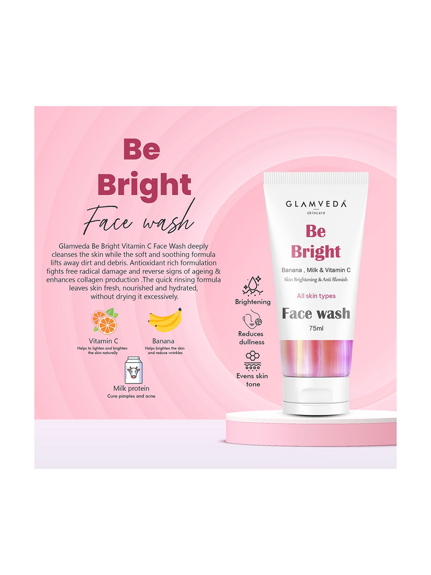 Glamveda Be Bright Skin Brightening and Clear Skin Anti Acne Face Wash Combo (Pack of 2)