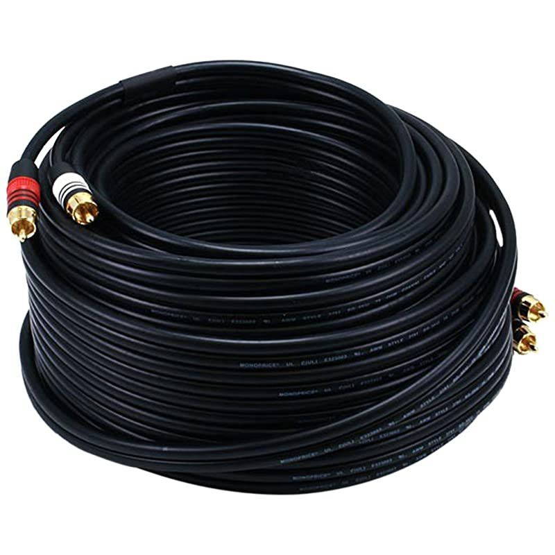 105349 75Feet 22AWG Premium 2 RCA Plug to2 RCA Plug Cable Black
