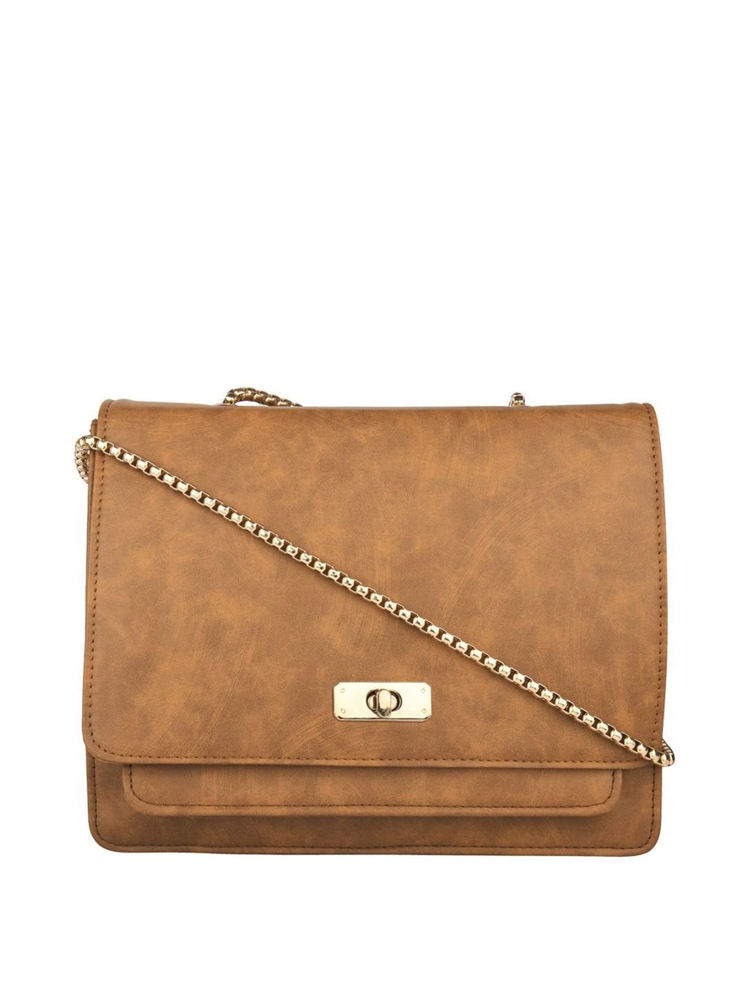 Bellissa Tan Solid Medium Sling Handbag