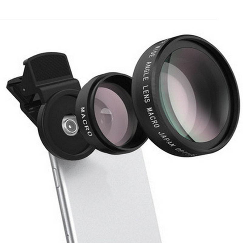 2 in 1 0.45X Lens Wide Angle 12.5X Macro Professional Lens HD Phone Camera Lens For IPhone 8 7 6S Plus for Xiaomi Samsung