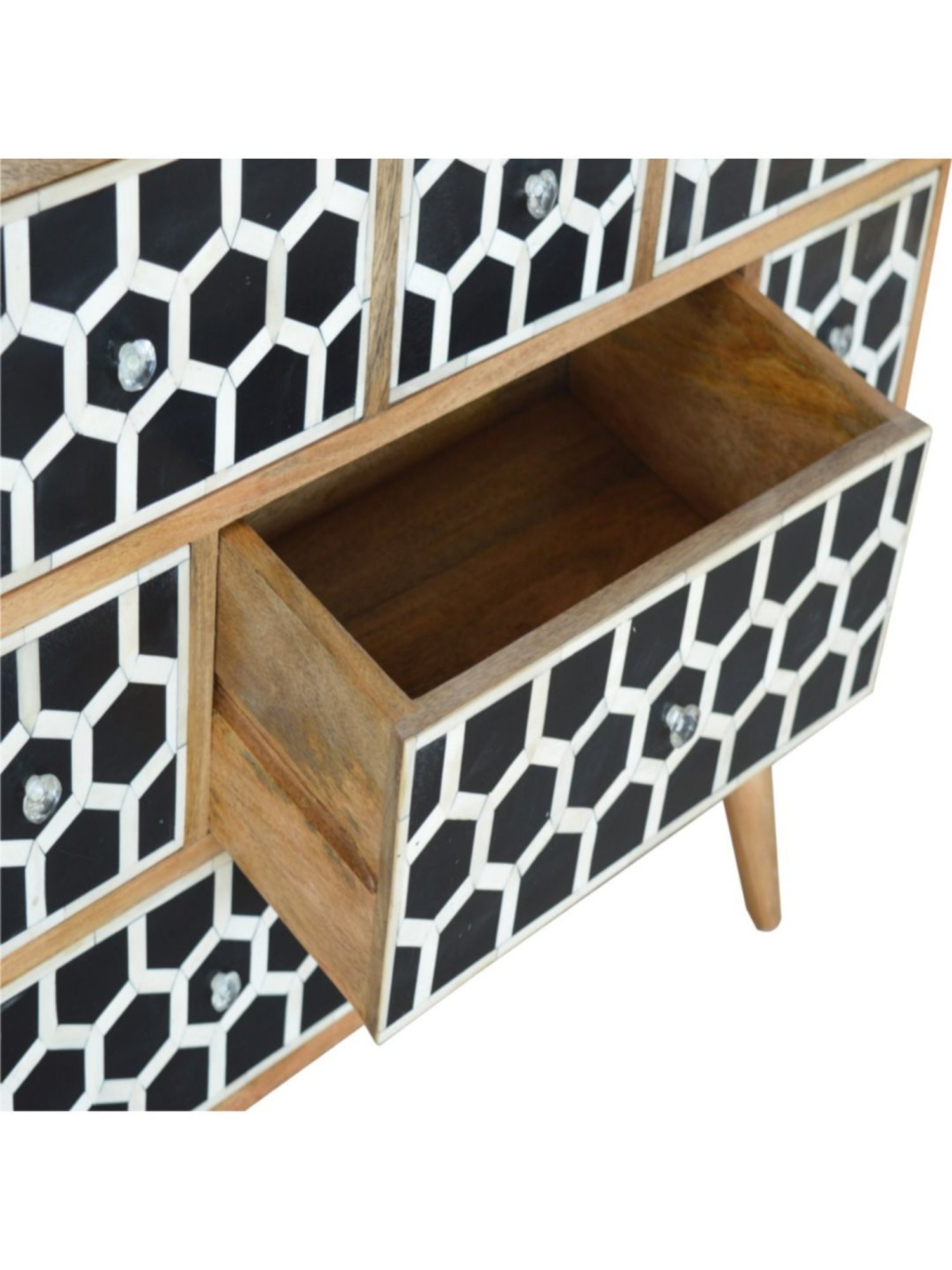 Fabindia Brown Sheesham Wood Textured Cabinet