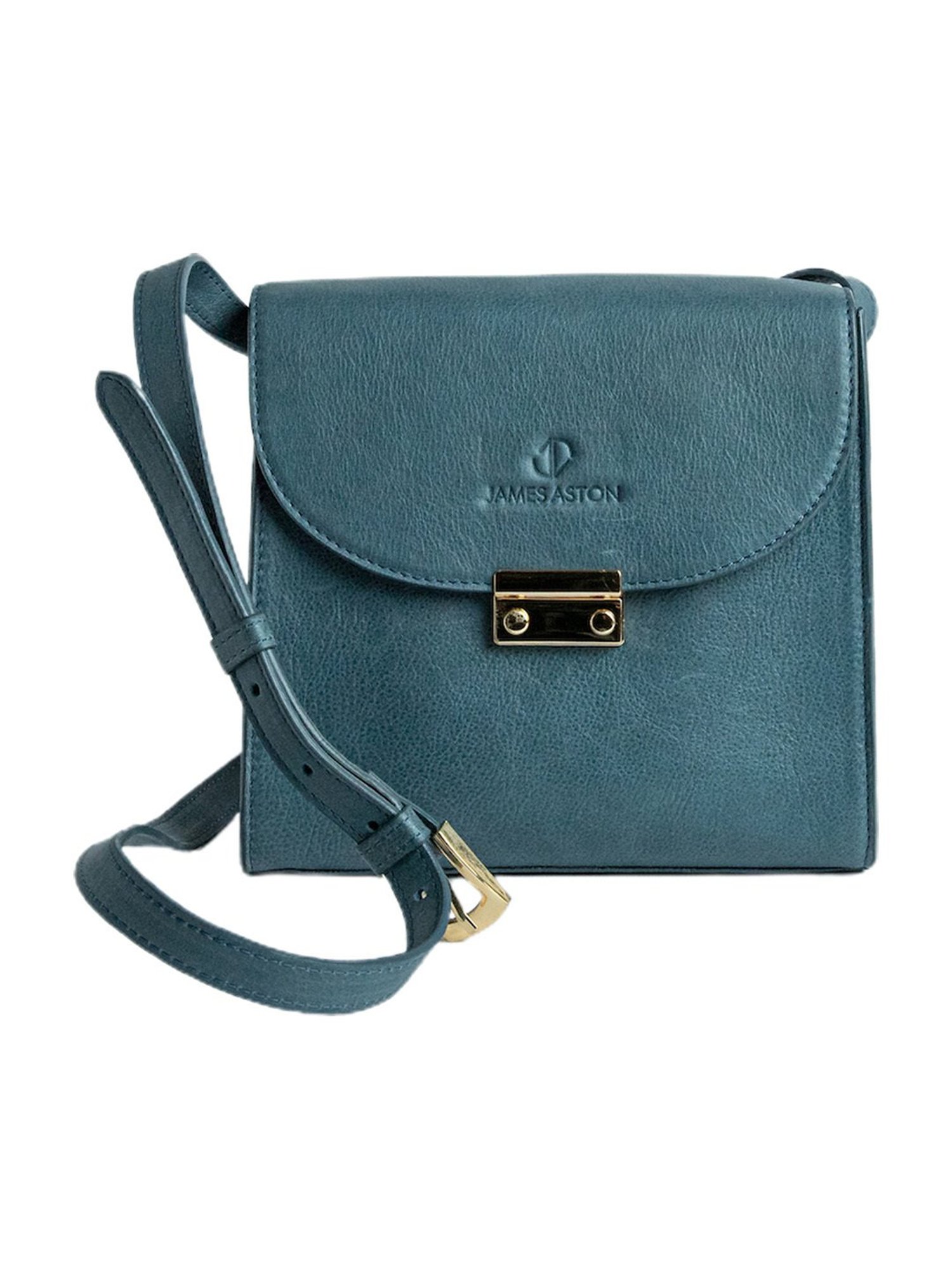 James Aston Ocean's Bloom Blue Medium Leather Cross Body Bag