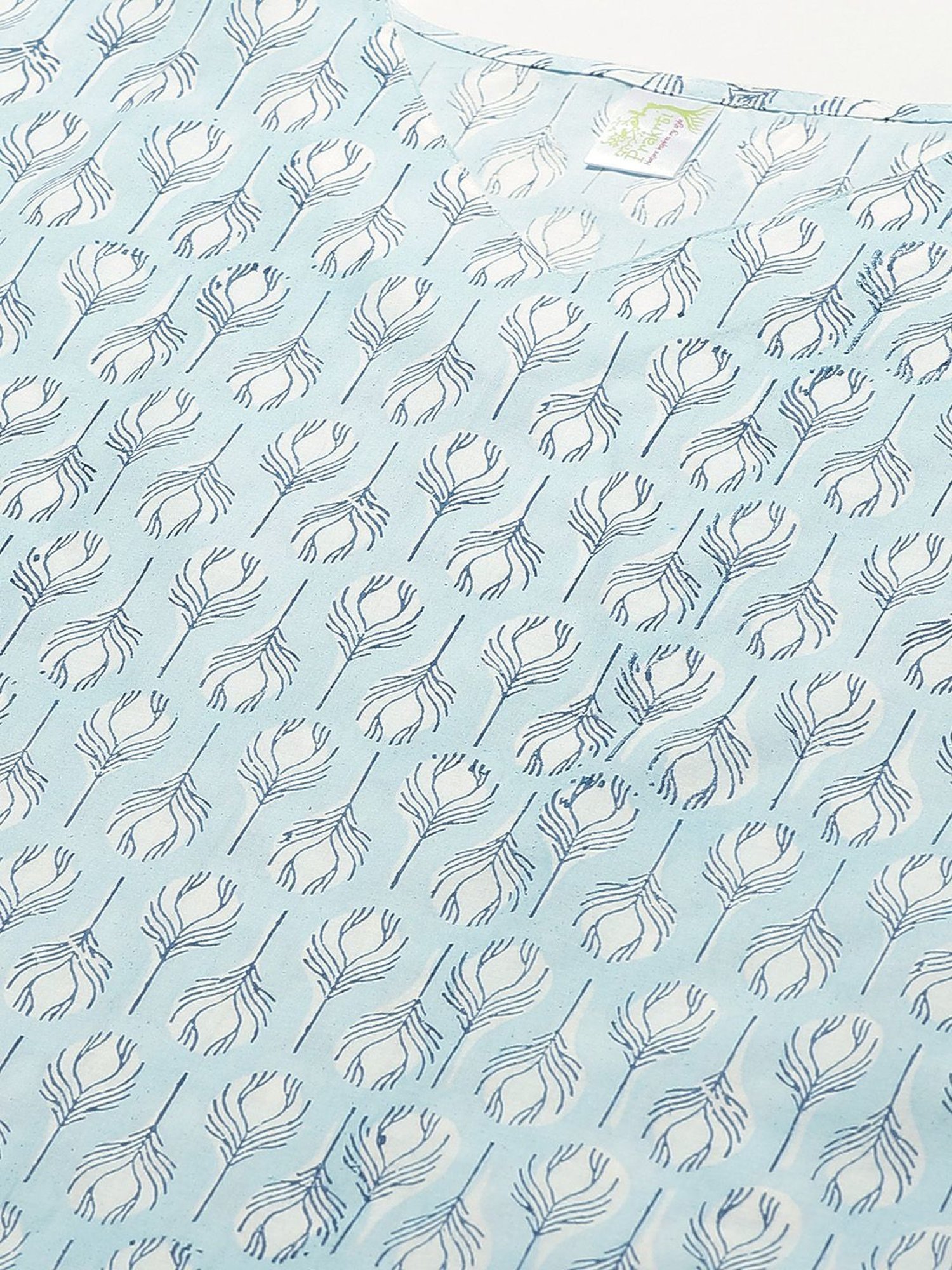 Prakrti Blue Cotton Printed Kaftan