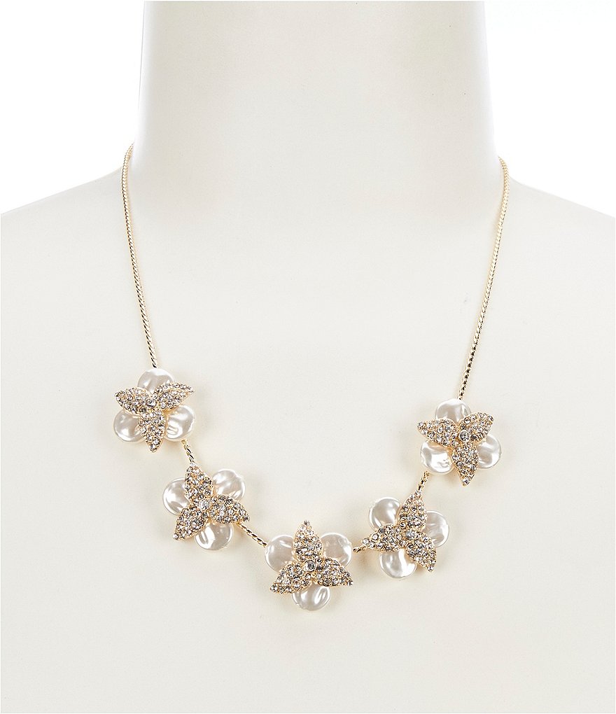 Gemma Layne Flower Pearl Collar Necklace