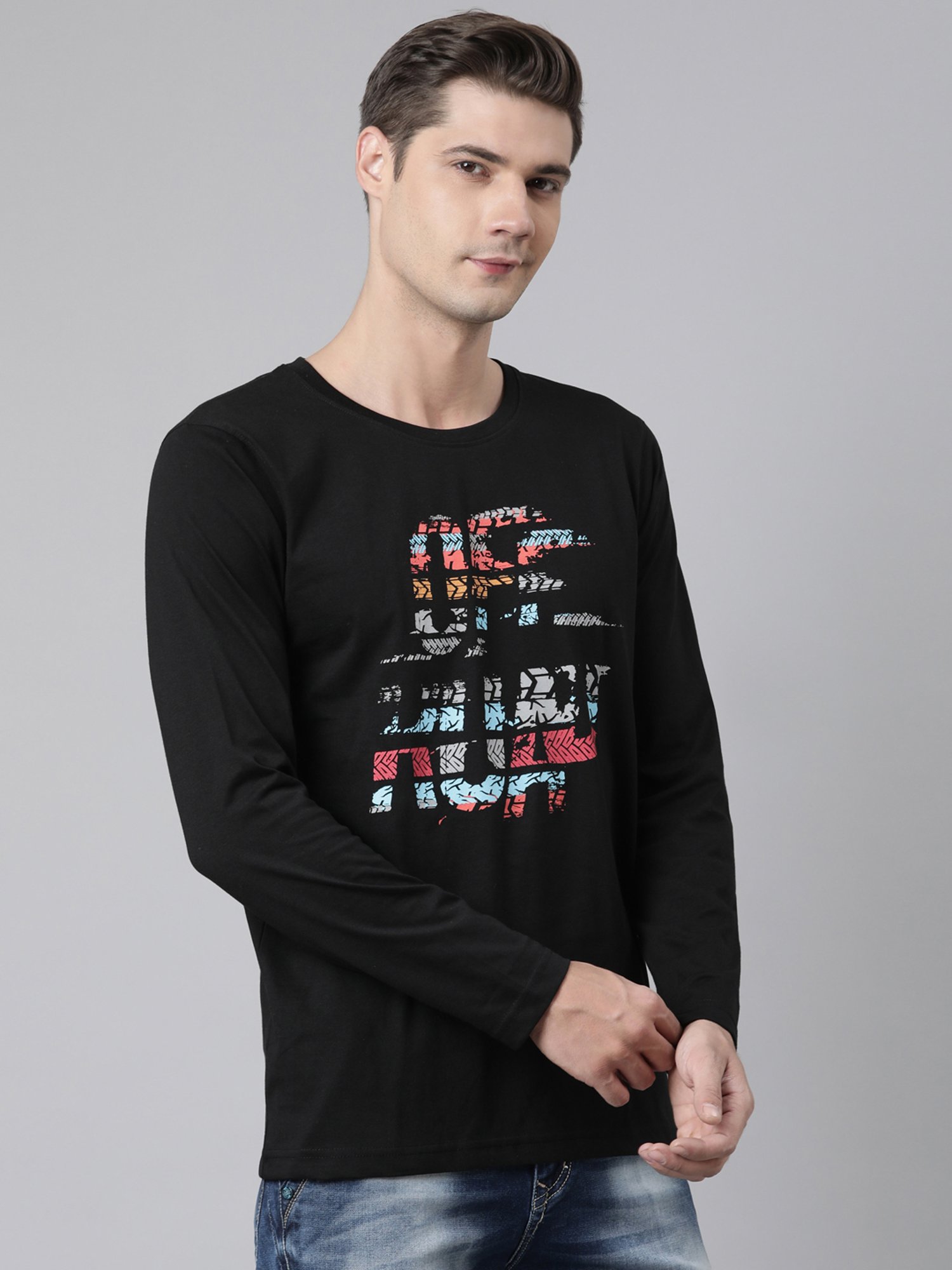 Dixcy Scott Originals Black Regular Fit Printed Crew T-Shirt