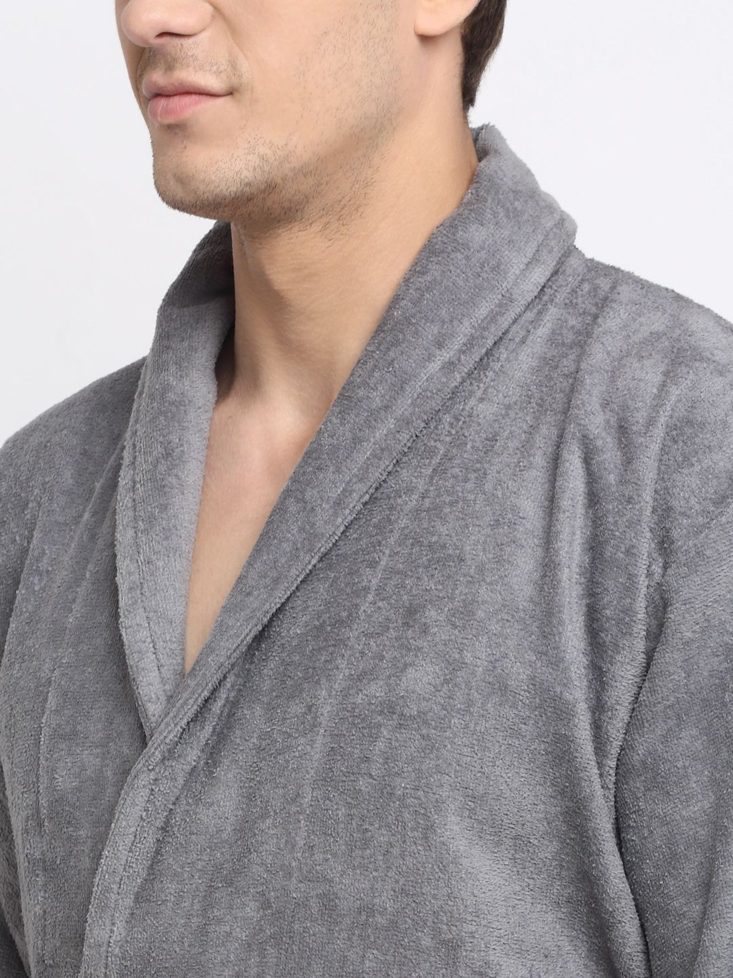 Creeva Everyday Red & Navy 225 GSM Micro Terry Bathrobe with Front Pocket & Kimono Collar