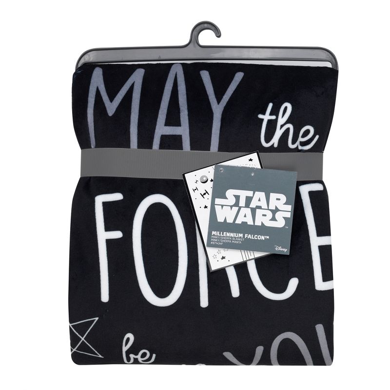 Lambs & Ivy Star Wars Millennium Falcon Black/White Soft Sherpa Baby Blanket