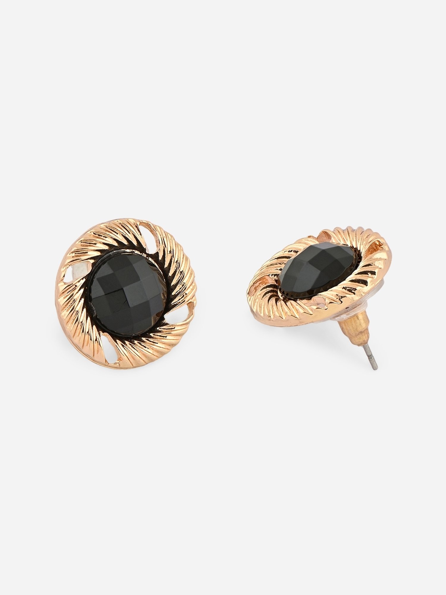 ToniQ Gold & Black Party Stud Earrings for Women