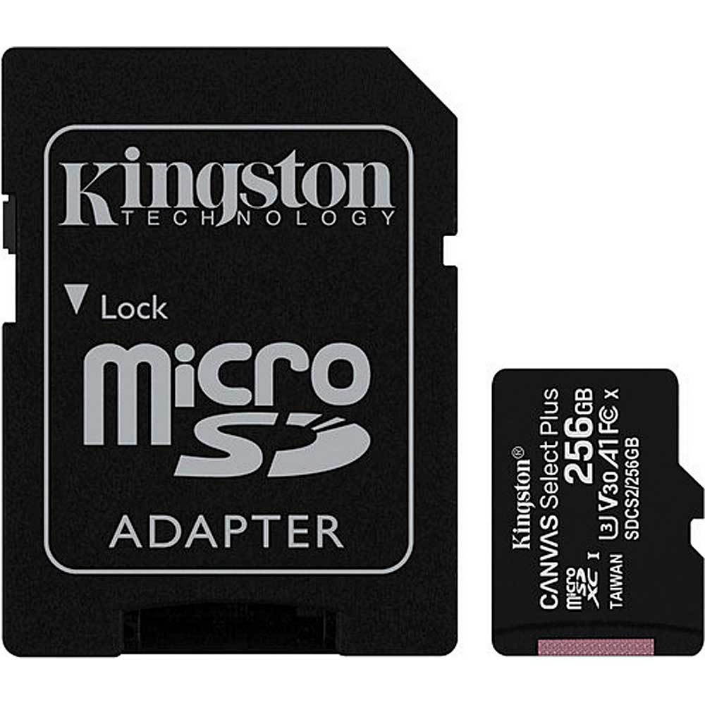 Kingston Canvas Select Plus - Flash memory card (microSDXC to SD adapter included) - 256 GB - A1 / Video Class V30 / UHS